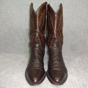 𝅺dan Post Men’s Size 8 EW Brown Leather Round Toe Pull On Western Boots P2555
